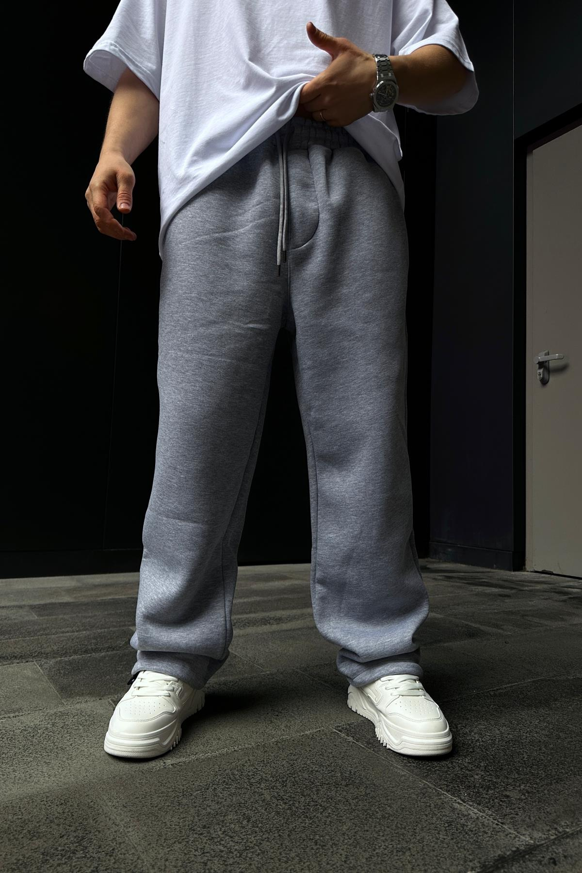 Gri Lastik Paça Basic Eşofman ESF509