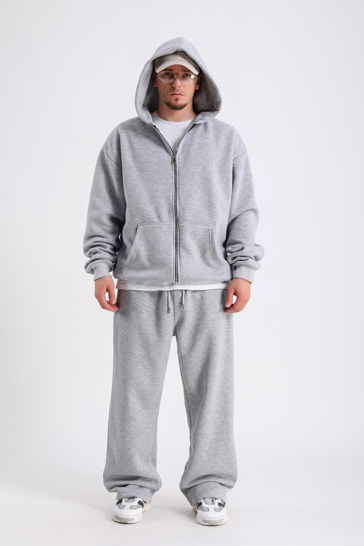 Gri Melanj Paça Stoperli Basic Eşofman ESF549