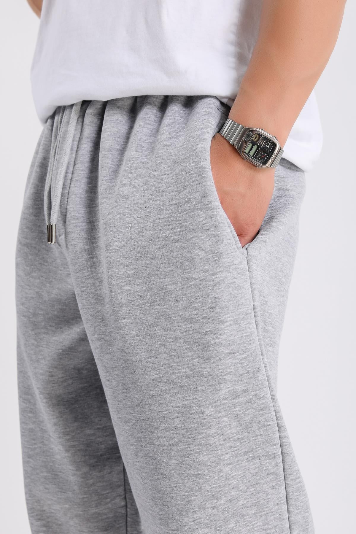 Gri Melanj Paça Stoperli Basic Eşofman ESF549