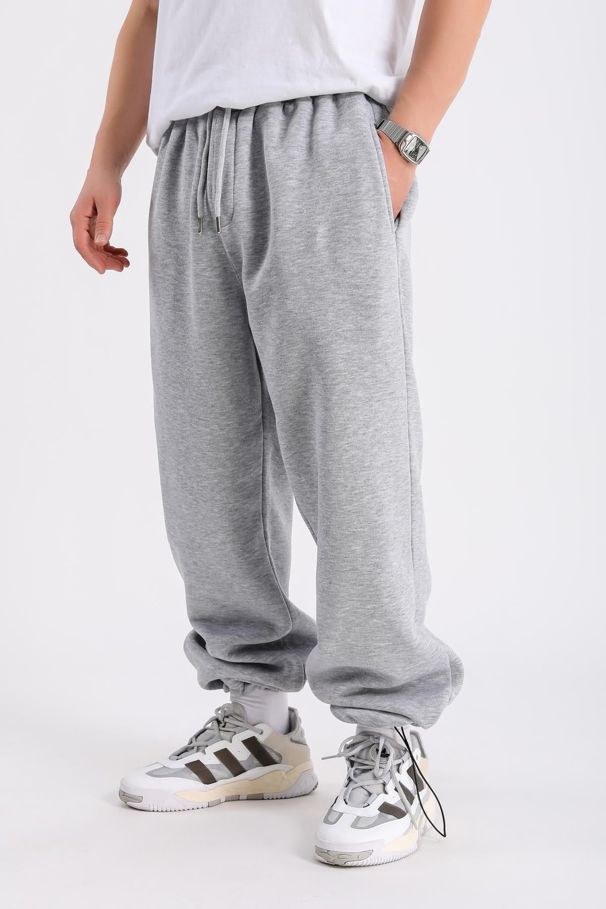 Gri Melanj Paça Stoperli Basic Eşofman ESF549