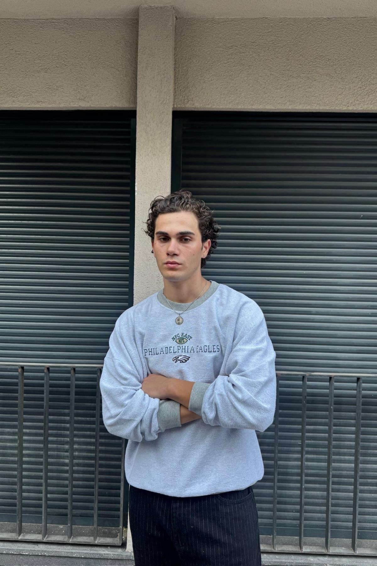 Gri Nakışlı Oversize California Sweatshirt