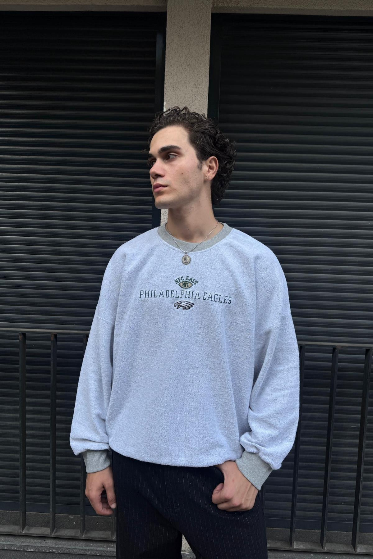 Gri Nakışlı Oversize California Sweatshirt