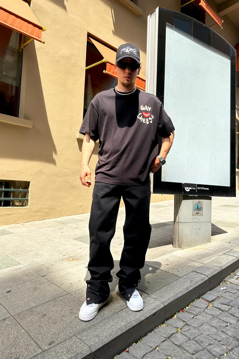 Grow Back Baskılı Siyah Oversize Tshirt T780