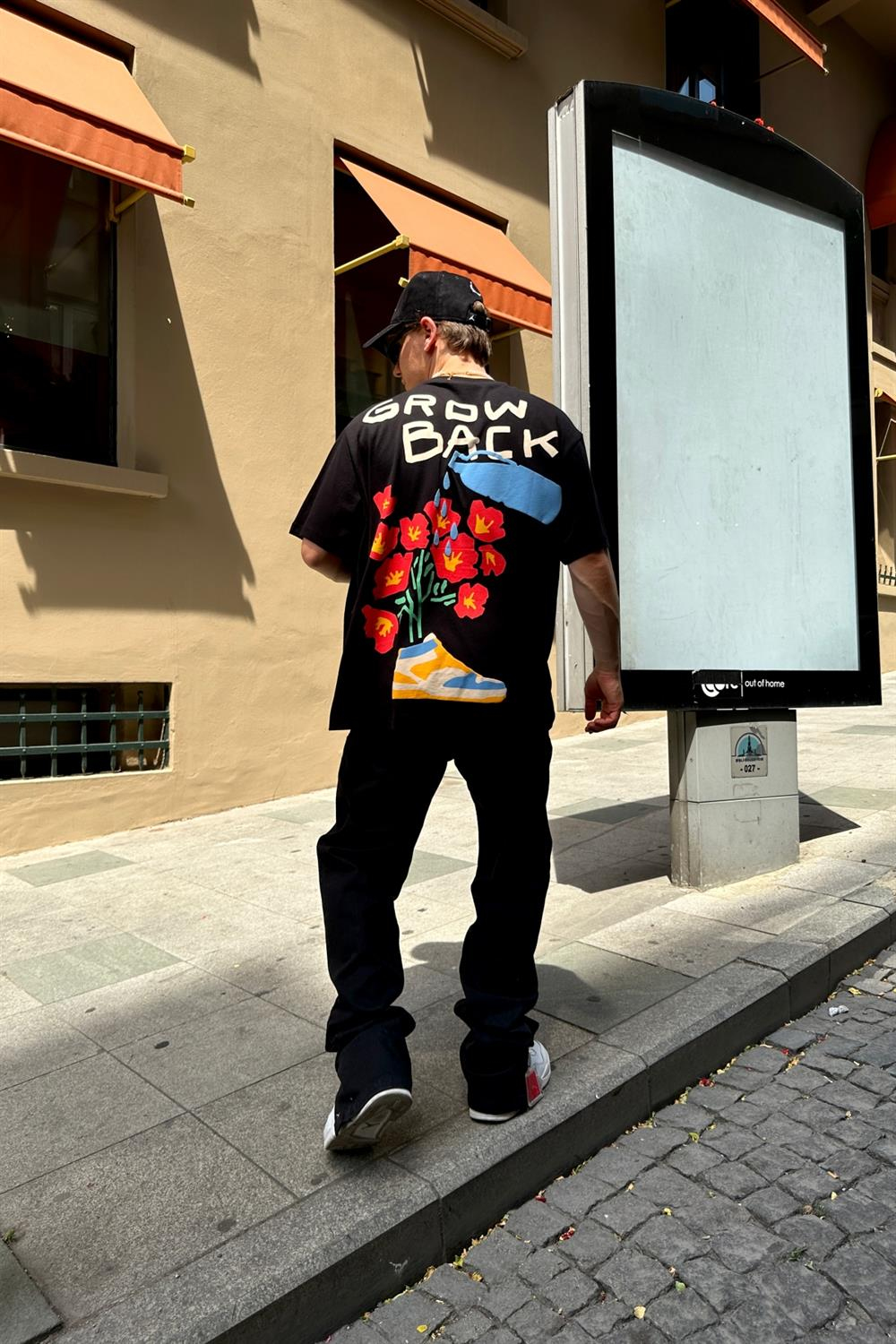 Grow Back Baskılı Siyah Oversize Tshirt T780