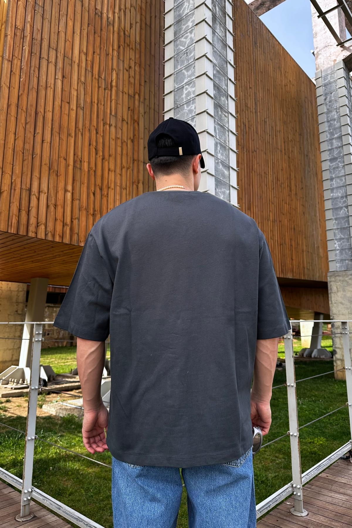 Gunrange Baskılı Vcn Füme Oversize Tshirt T1041
