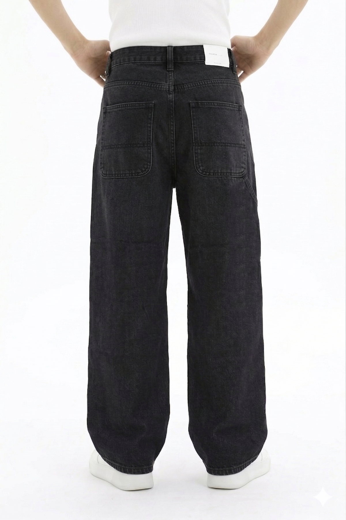 H.Skate Baskı Efektli Siyah Jean