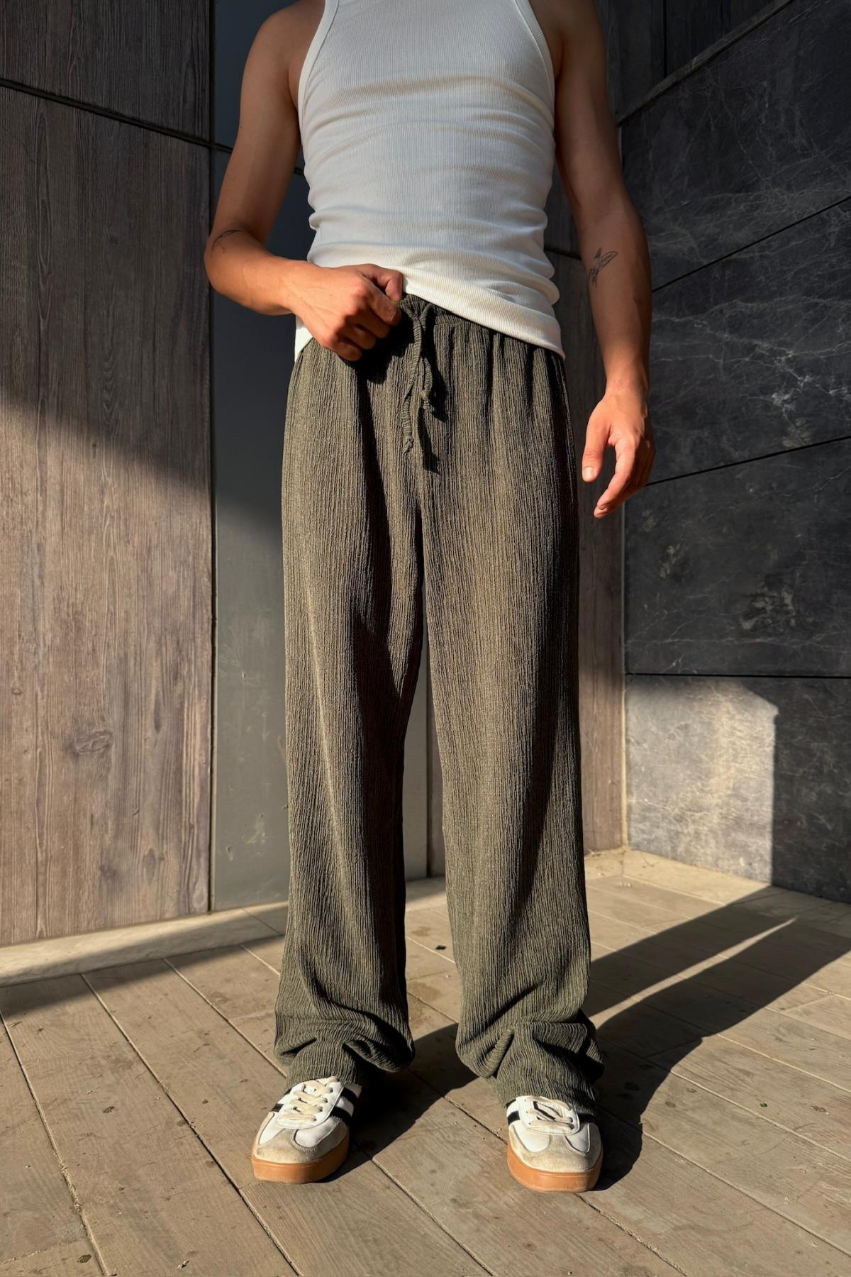 Haki Krinkıl Kumaş Pantolon JC01