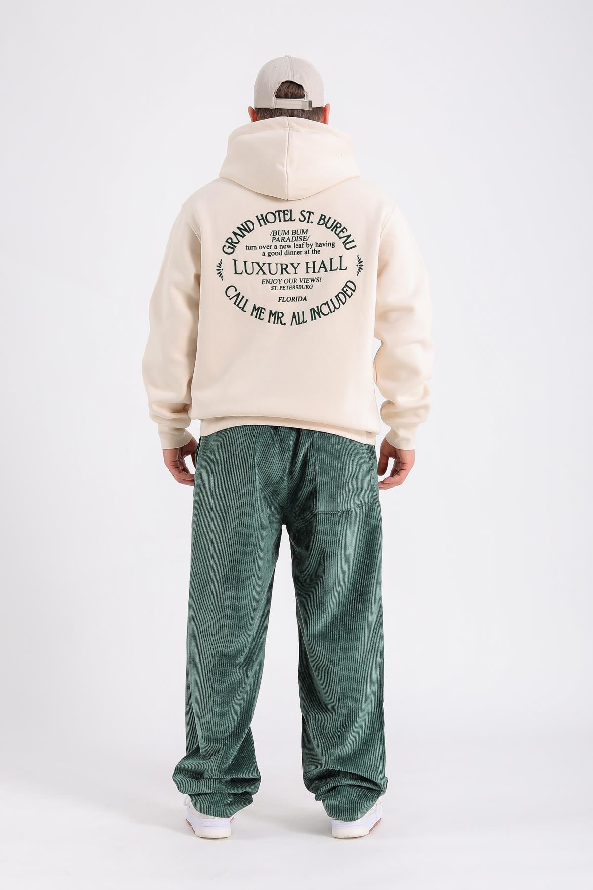 Hall Baskılı Krem Oversize Sweatshirt SW1192