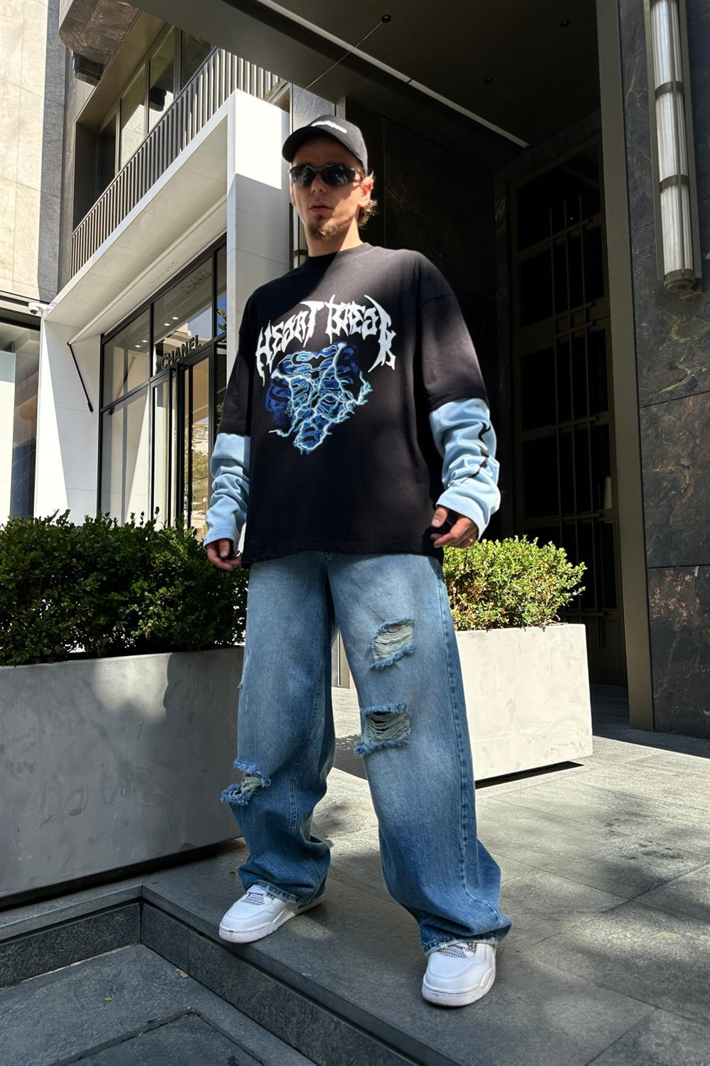 Heart Break Baskılı Sleeved Sweatshirt SW871