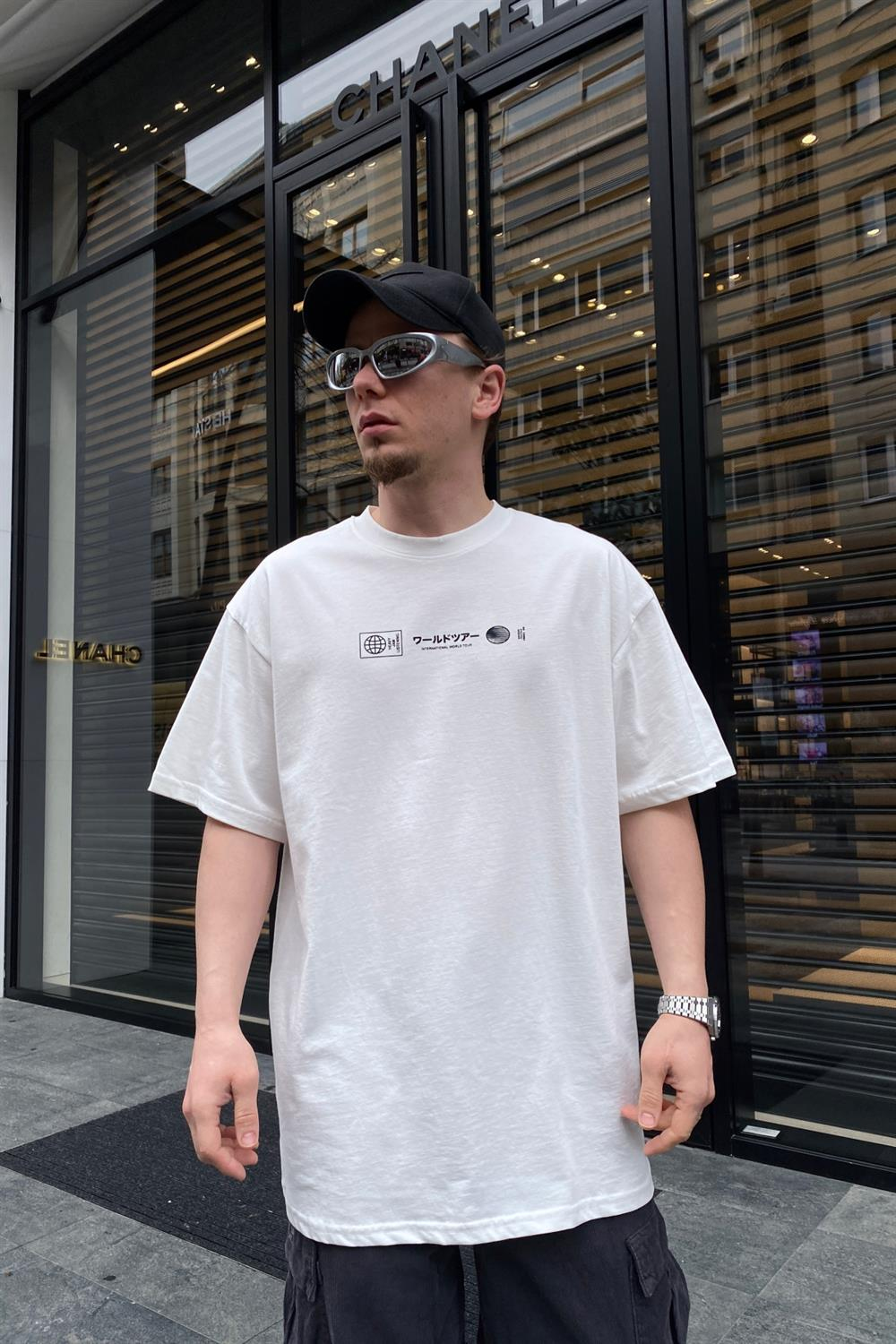 Heavy Jam Baskılı Beyaz Oversize Tshirt T585