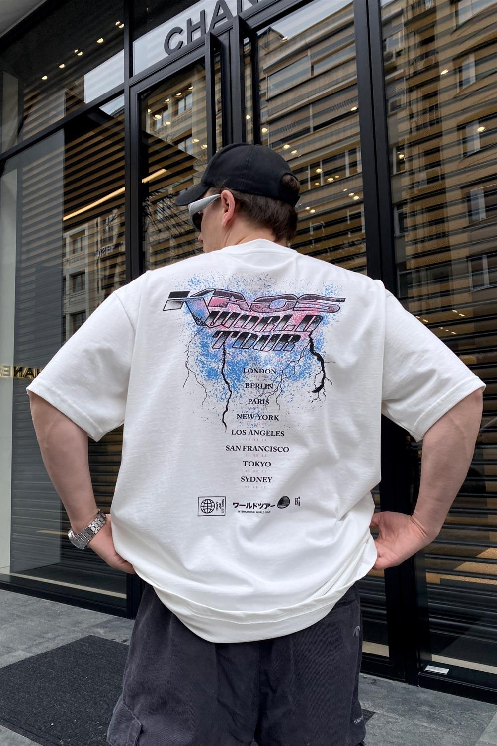 Heavy Jam Baskılı Beyaz Oversize Tshirt T585
