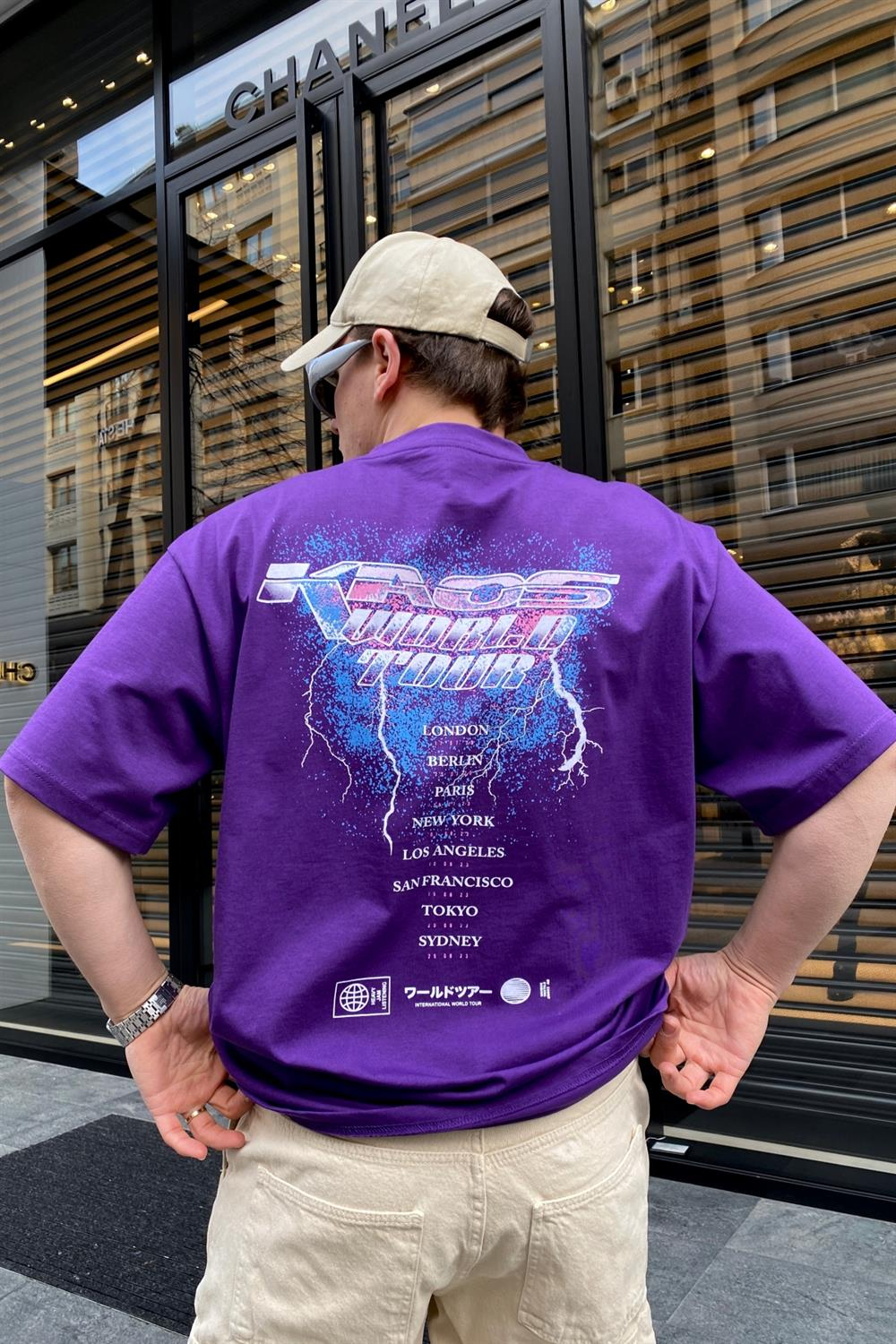 Heavy Jam Baskılı Mor Oversize Tshirt T586