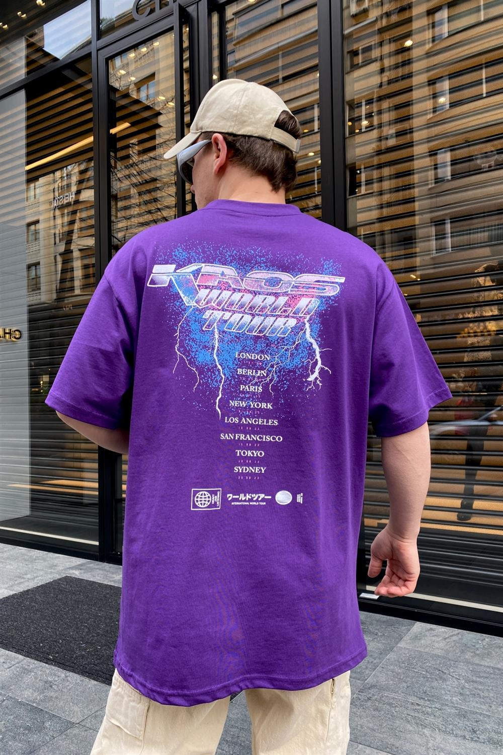 Heavy Jam Baskılı Mor Oversize Tshirt T586