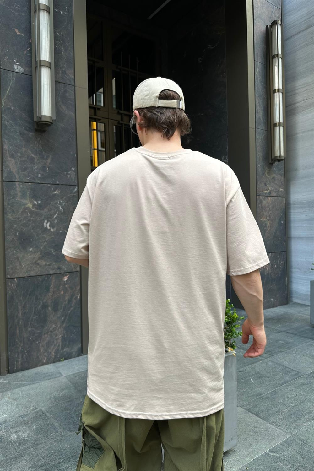 Hera Baskılı Bej Oversize Basic Tshirt T761