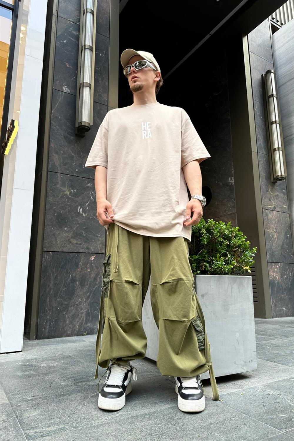 Hera Baskılı Bej Oversize Basic Tshirt T761