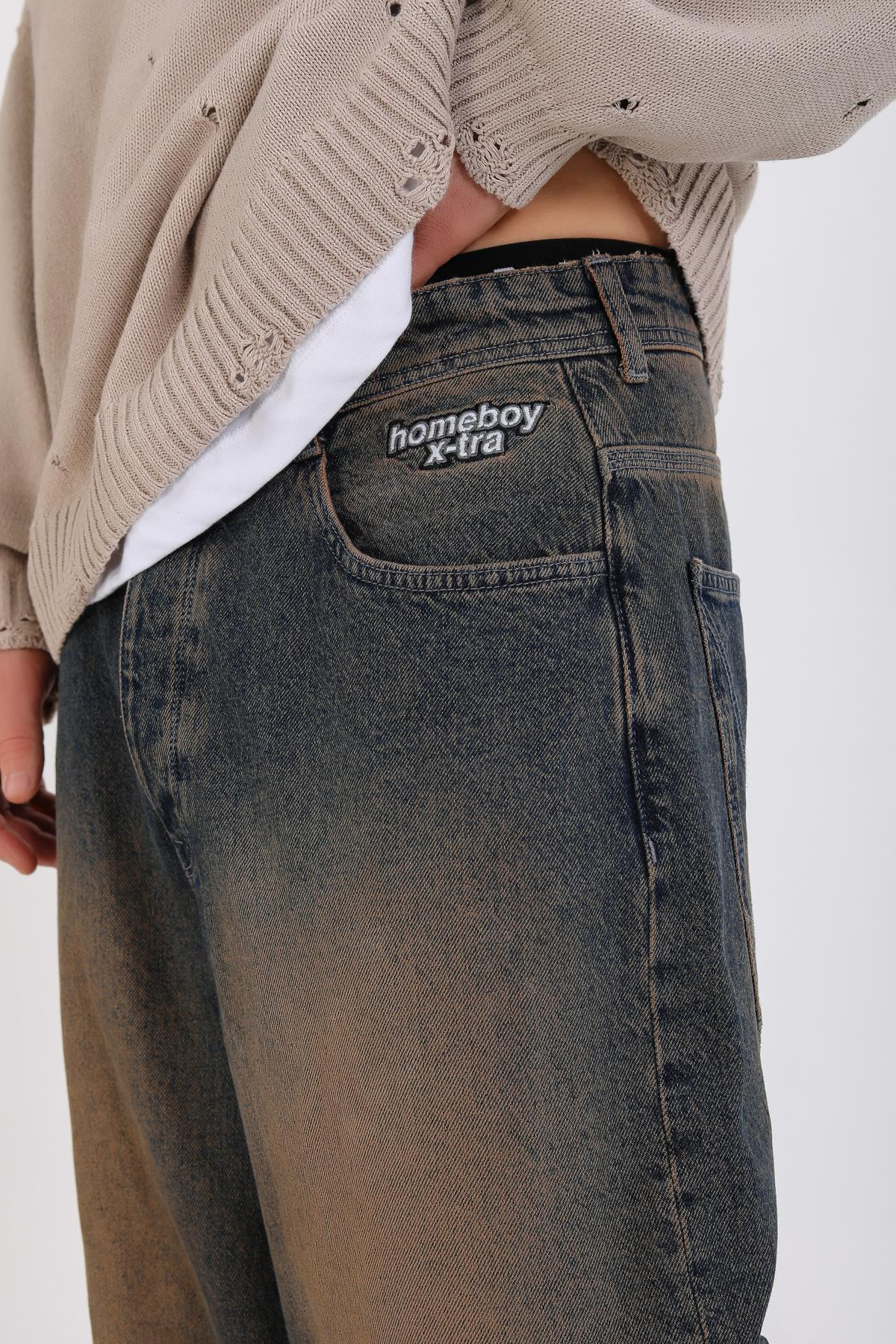 Homeboy Acid Wash Kahve Baggy Jean Pantolon P1126