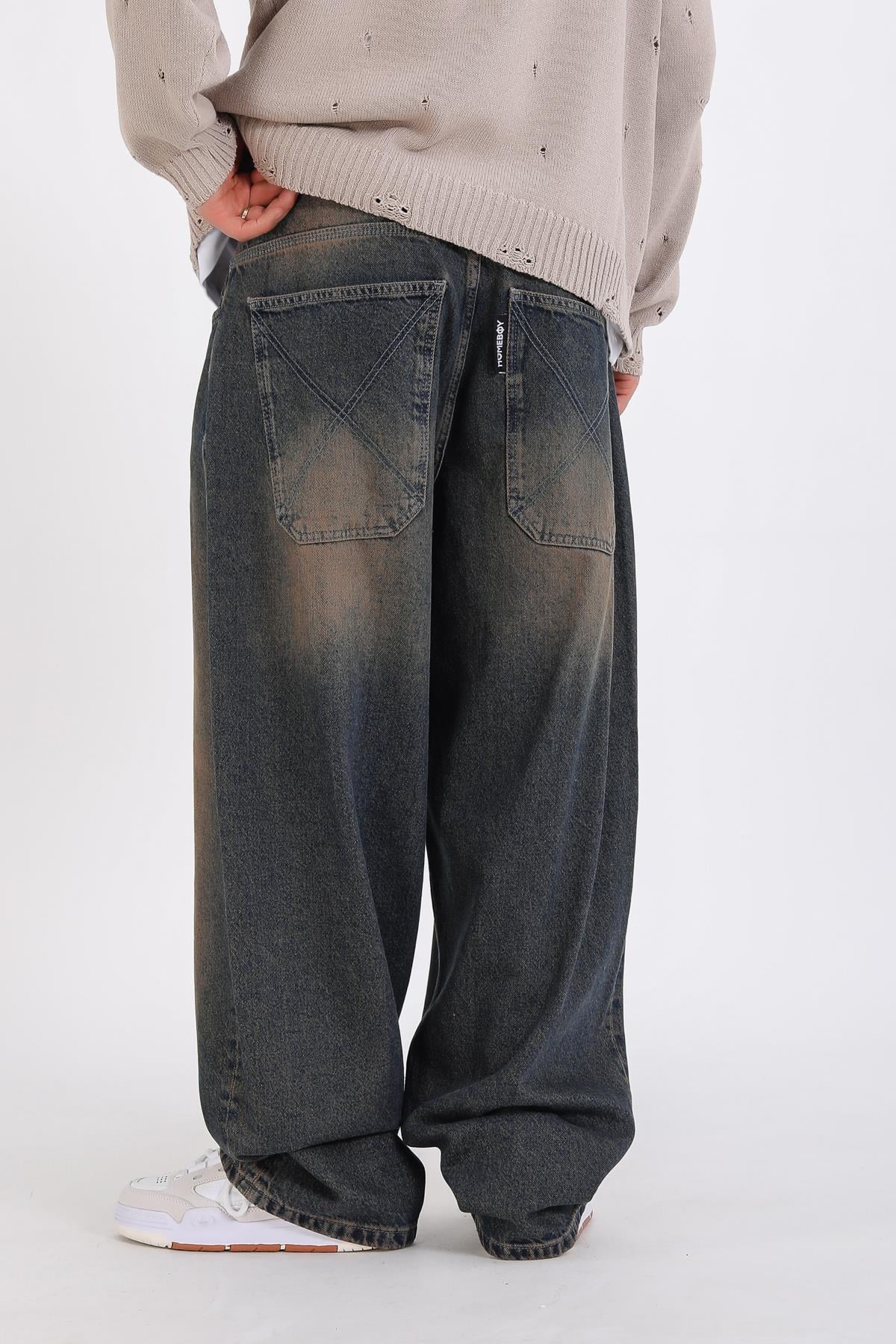 Homeboy Acid Wash Kahve Baggy Jean Pantolon P1126