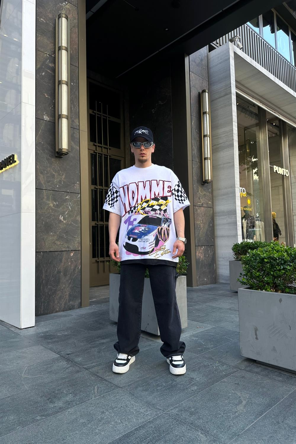 Homme Race Baskılı Oversize Tshirt T734