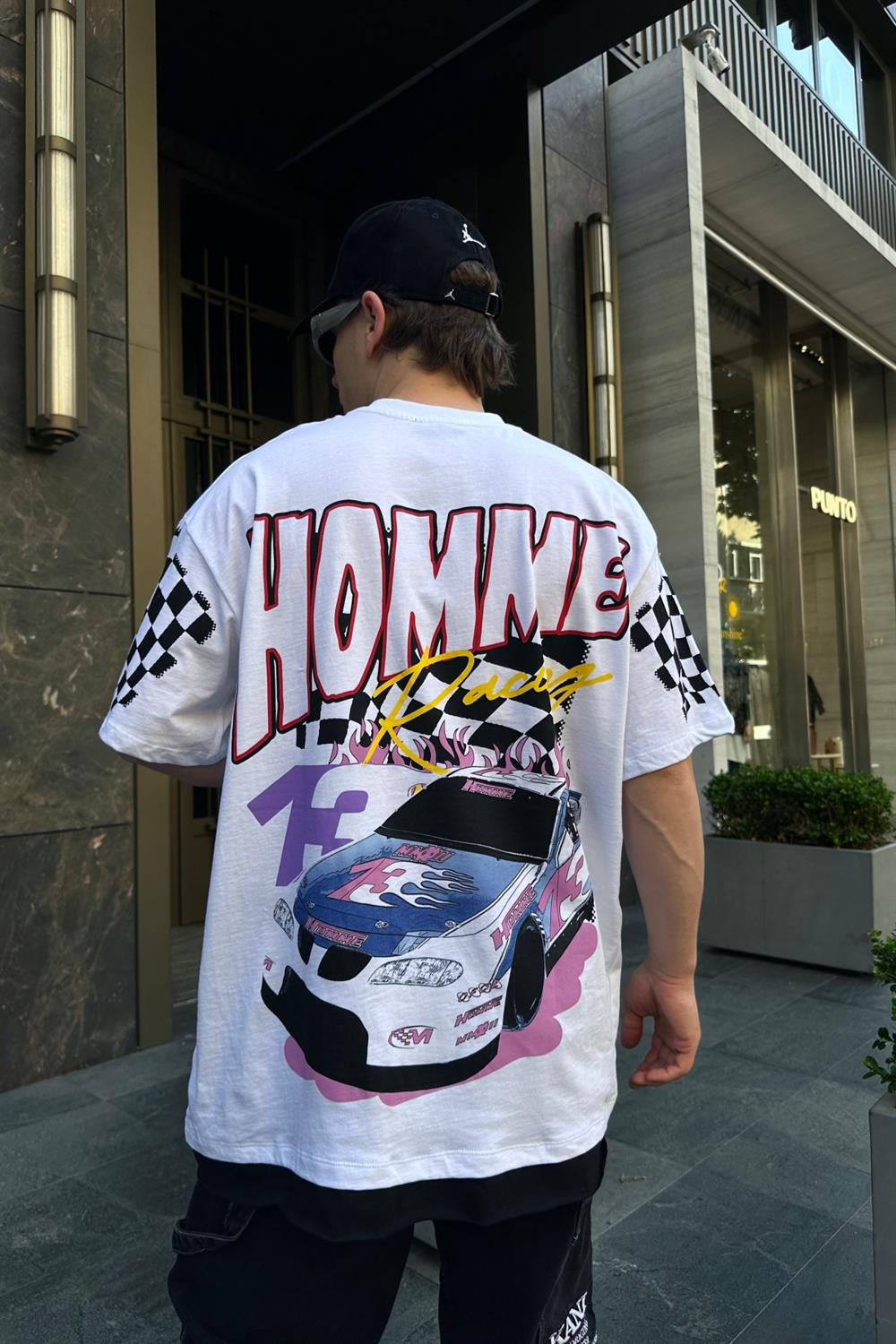 Homme Race Baskılı Oversize Tshirt T734