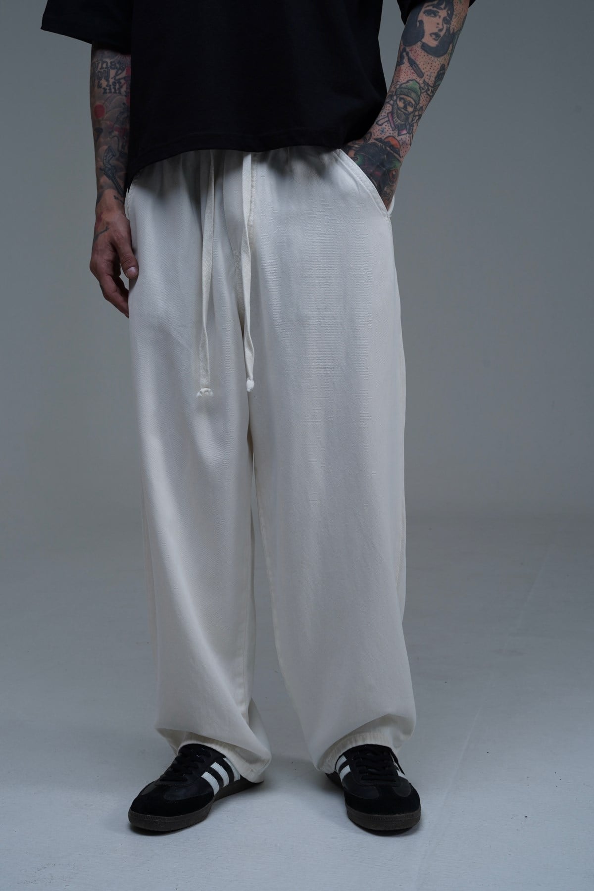 İnce Kumaş Bej Baggy Pantolon CT01 6517-8