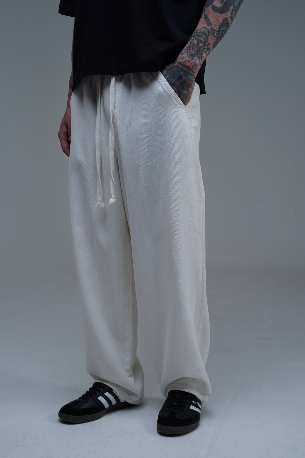 İnce Kumaş Bej Baggy Pantolon CT01 6517-8