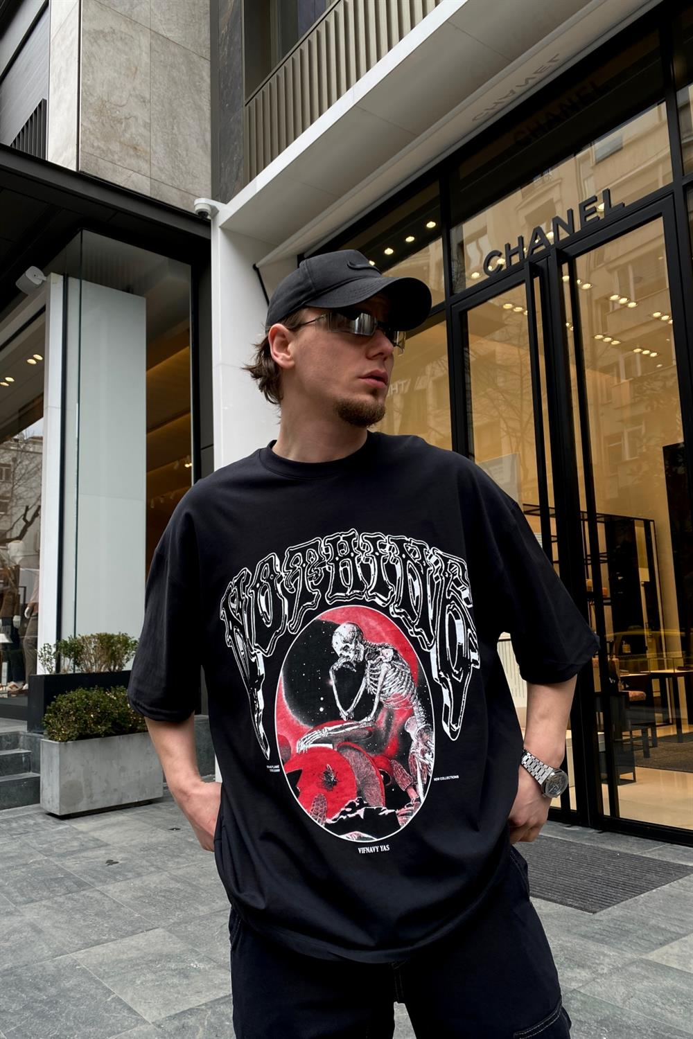 İskelet Baskılı Oversize Tshirt T551