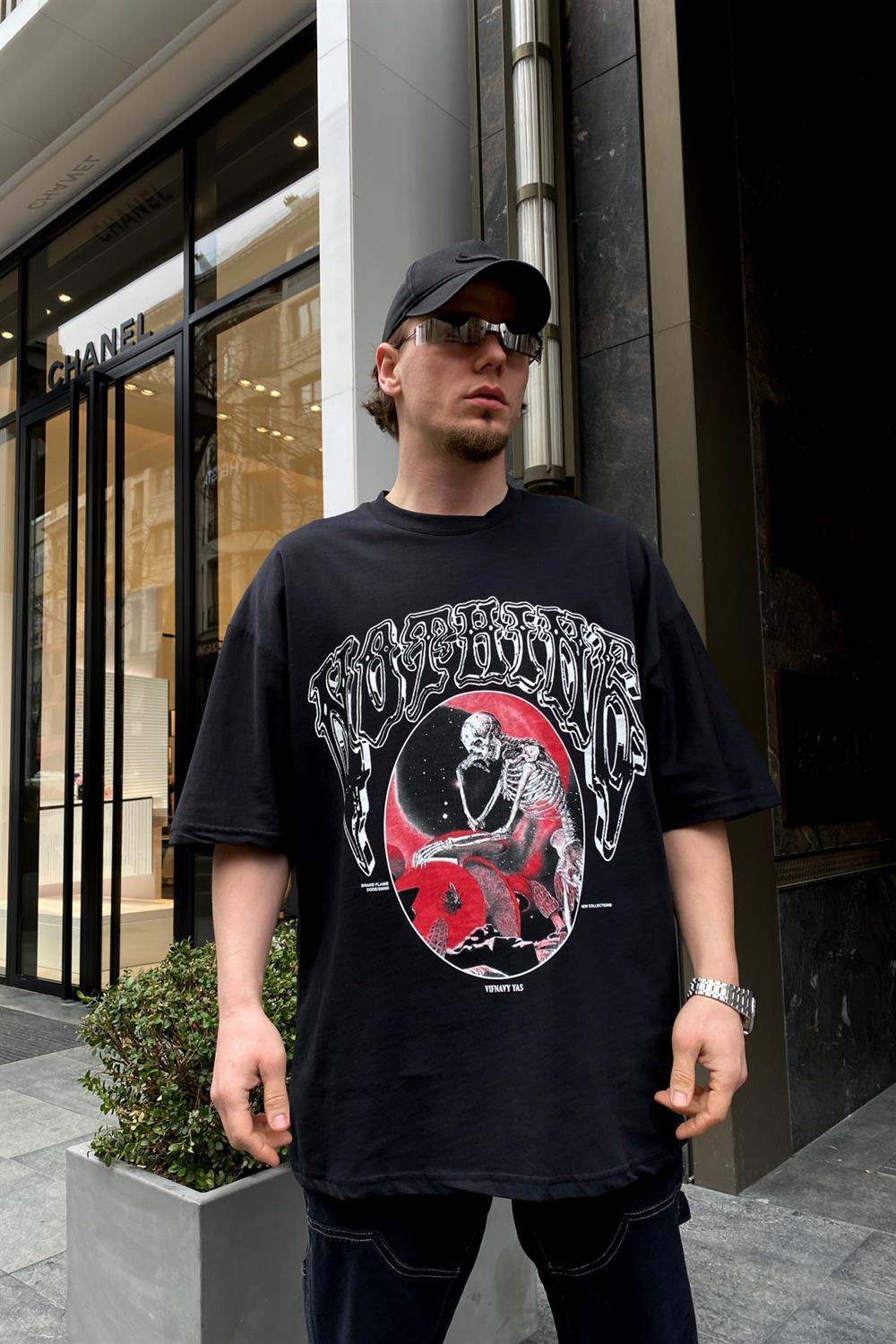 İskelet Baskılı Oversize Tshirt T551