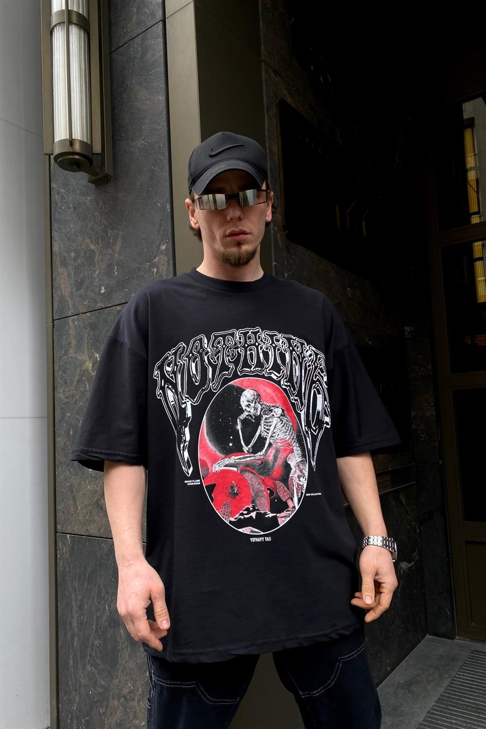 İskelet Baskılı Oversize Tshirt T551