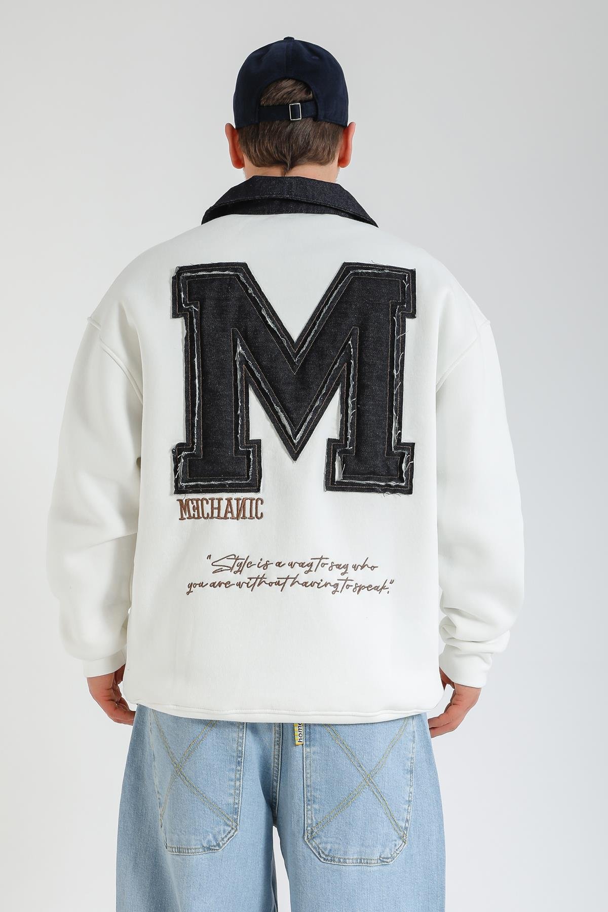 Jean Patch Detay Polo Yaka Oversize Sweatshirt SW1368