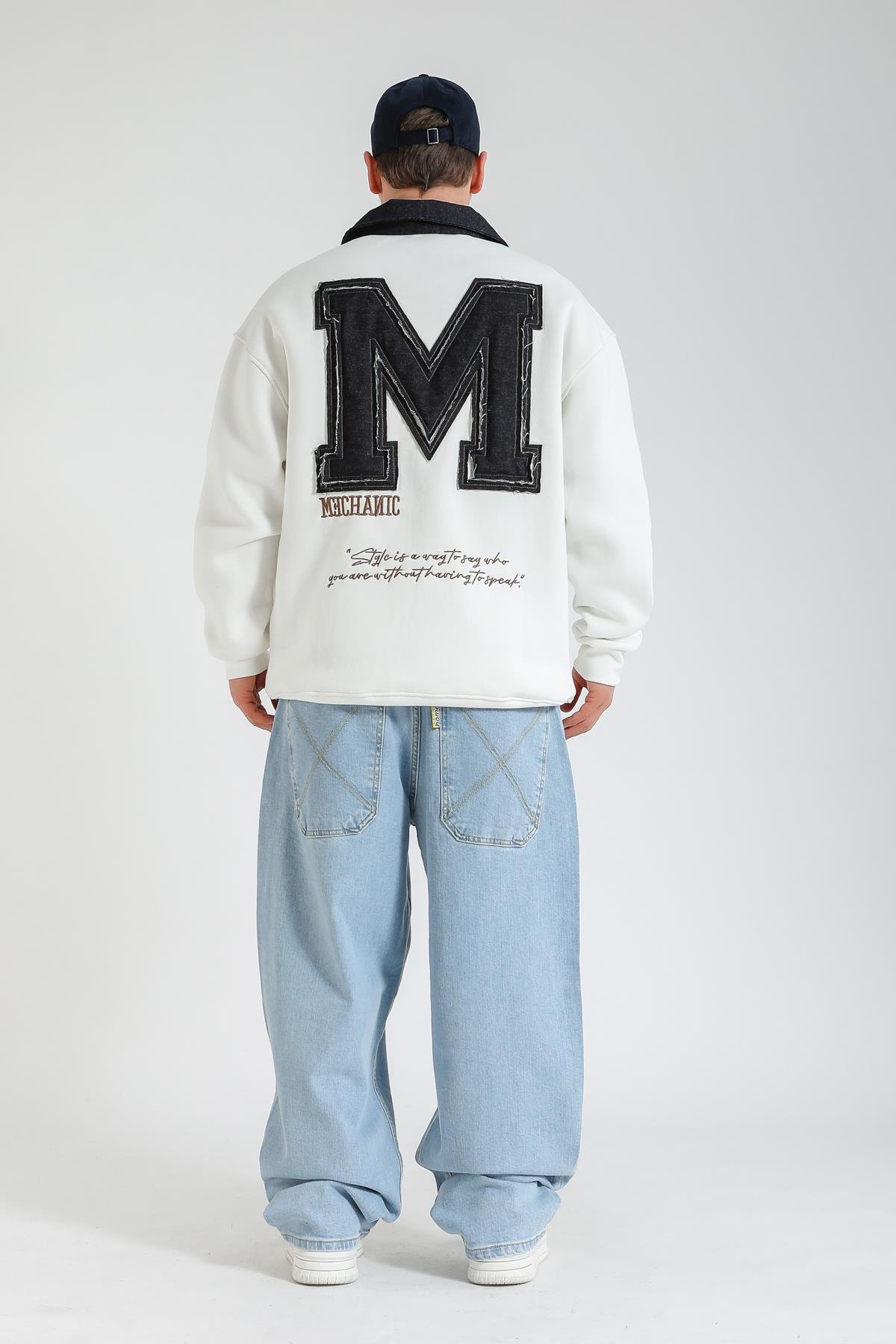 Jean Patch Detay Polo Yaka Oversize Sweatshirt SW1368