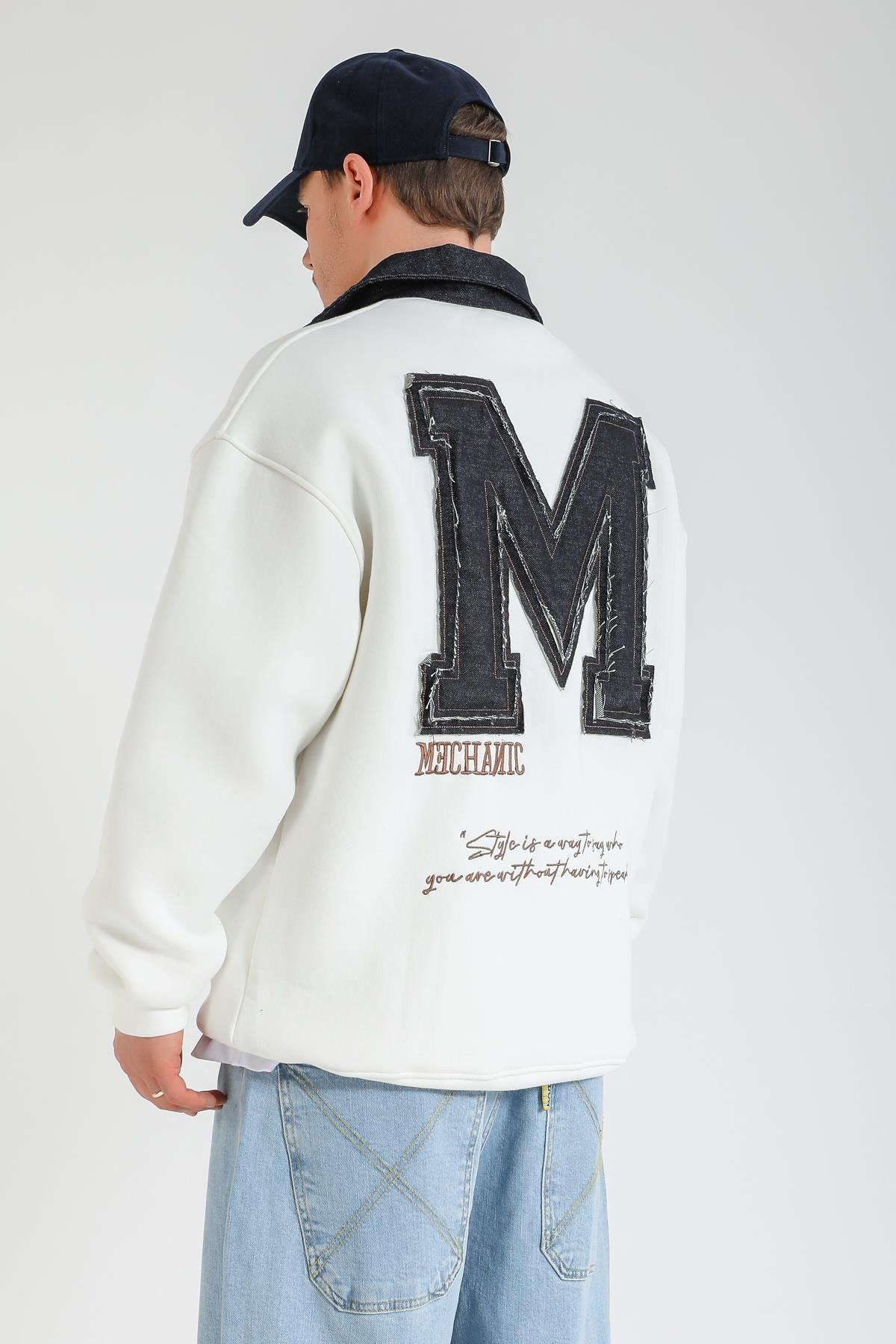 Jean Patch Detay Polo Yaka Oversize Sweatshirt SW1368