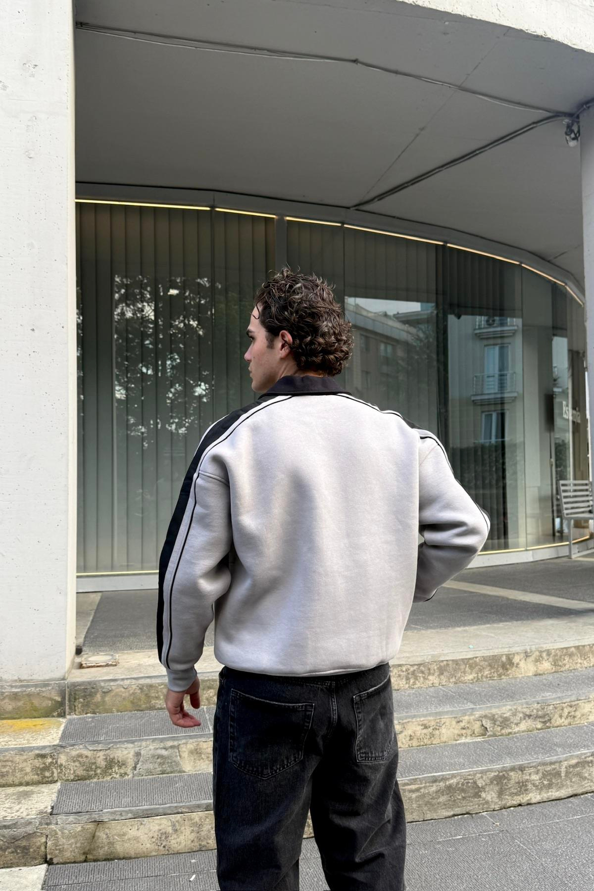 Jolliness Baskılı Polo Yaka Oversize Sweatshirt JC01