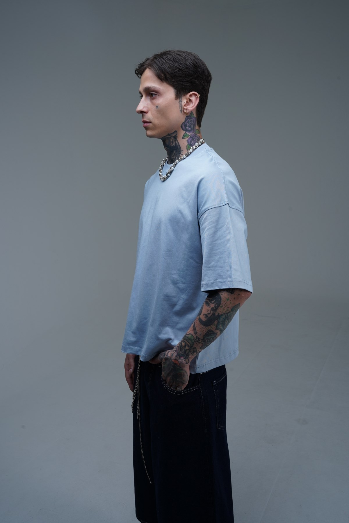 JR Açık Mavi Boxy Fit Basic Oversize Tshirt