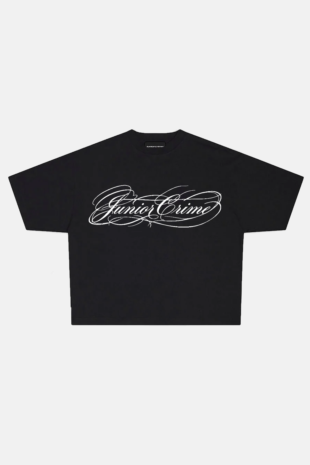 JR All Signature Baskılı Siyah Boxy Fit Tshirt