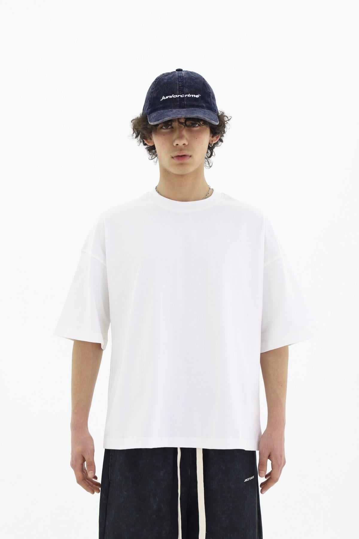 JR Beyaz Boxy Fit Basic Oversize Tshirt