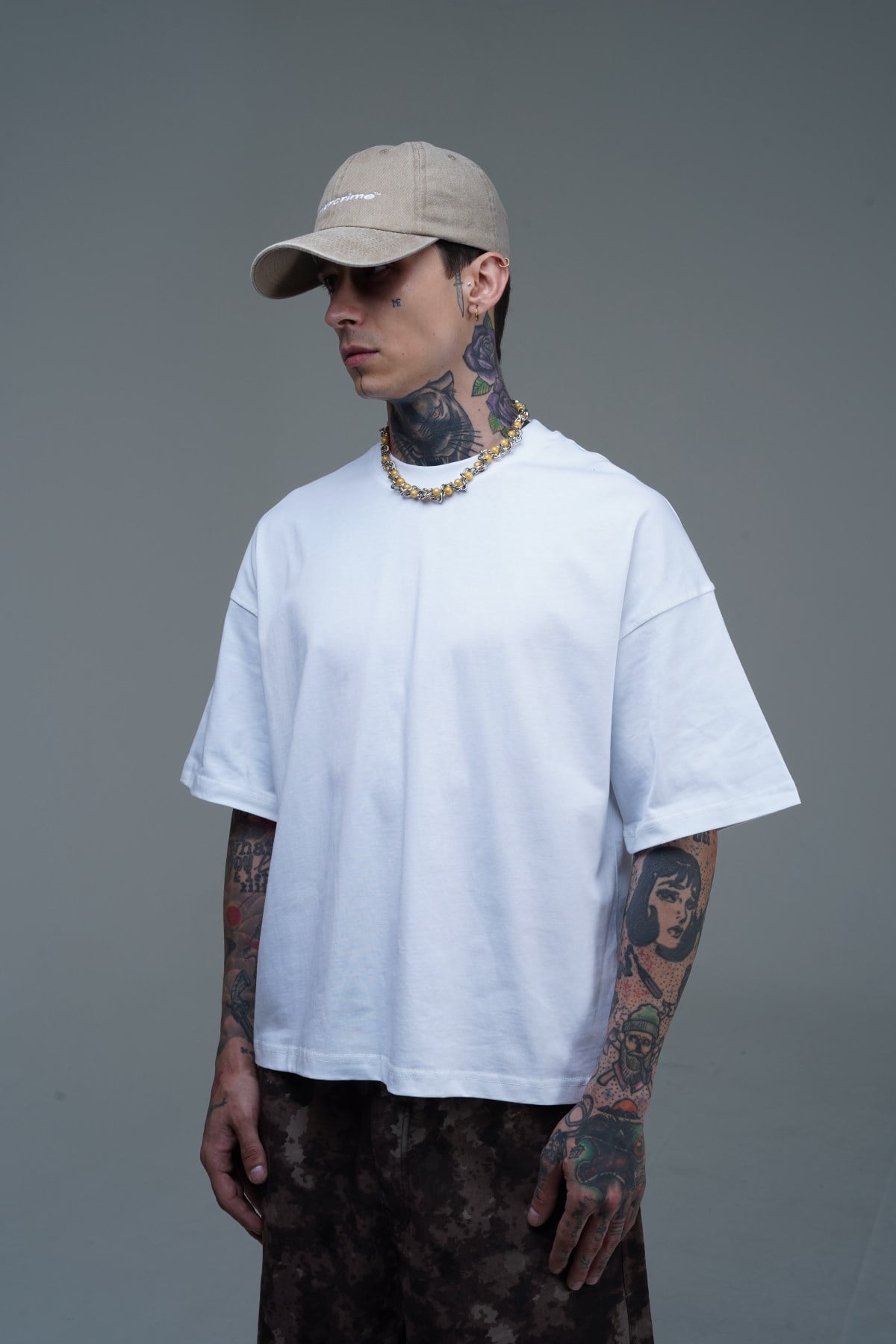 JR Beyaz Boxy Fit Basic Oversize Tshirt