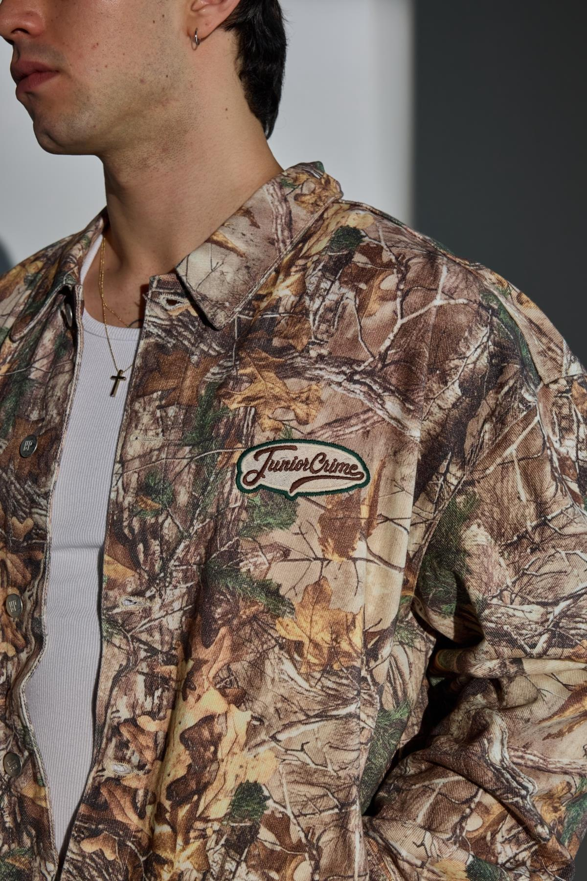 Jr Camo Desenli Kahve Oversize Jean Ceket