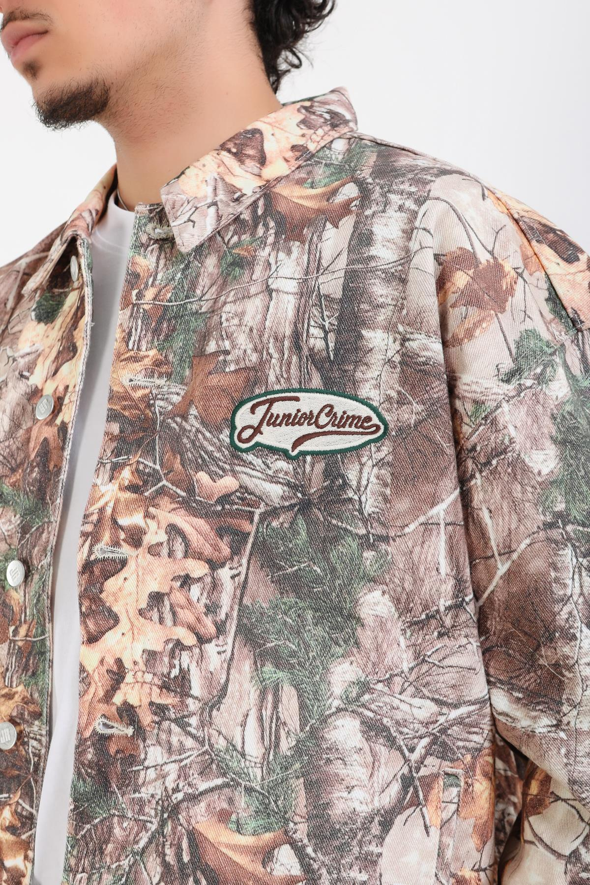 Jr Camo Desenli Kahve Oversize Jean Ceket