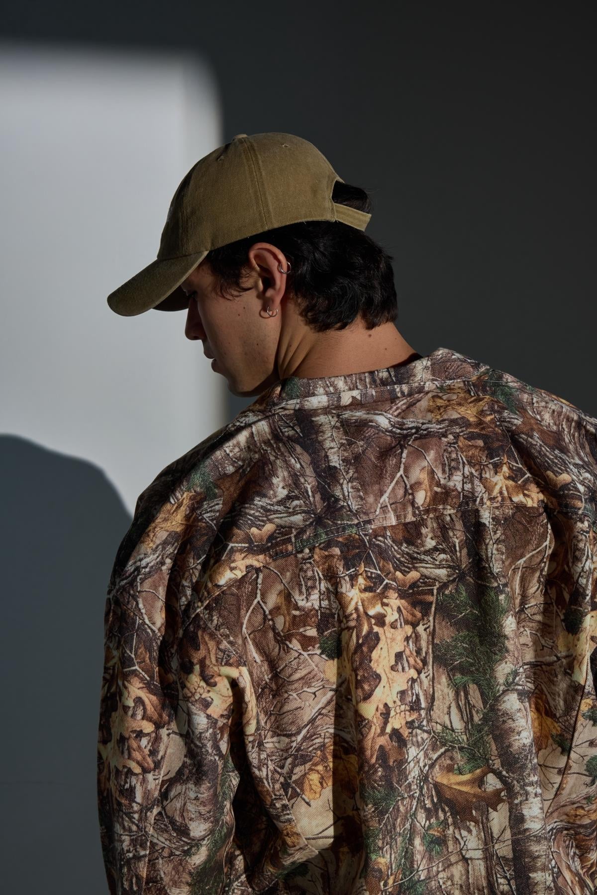 Jr Camo Desenli Kahve Oversize Jean Ceket