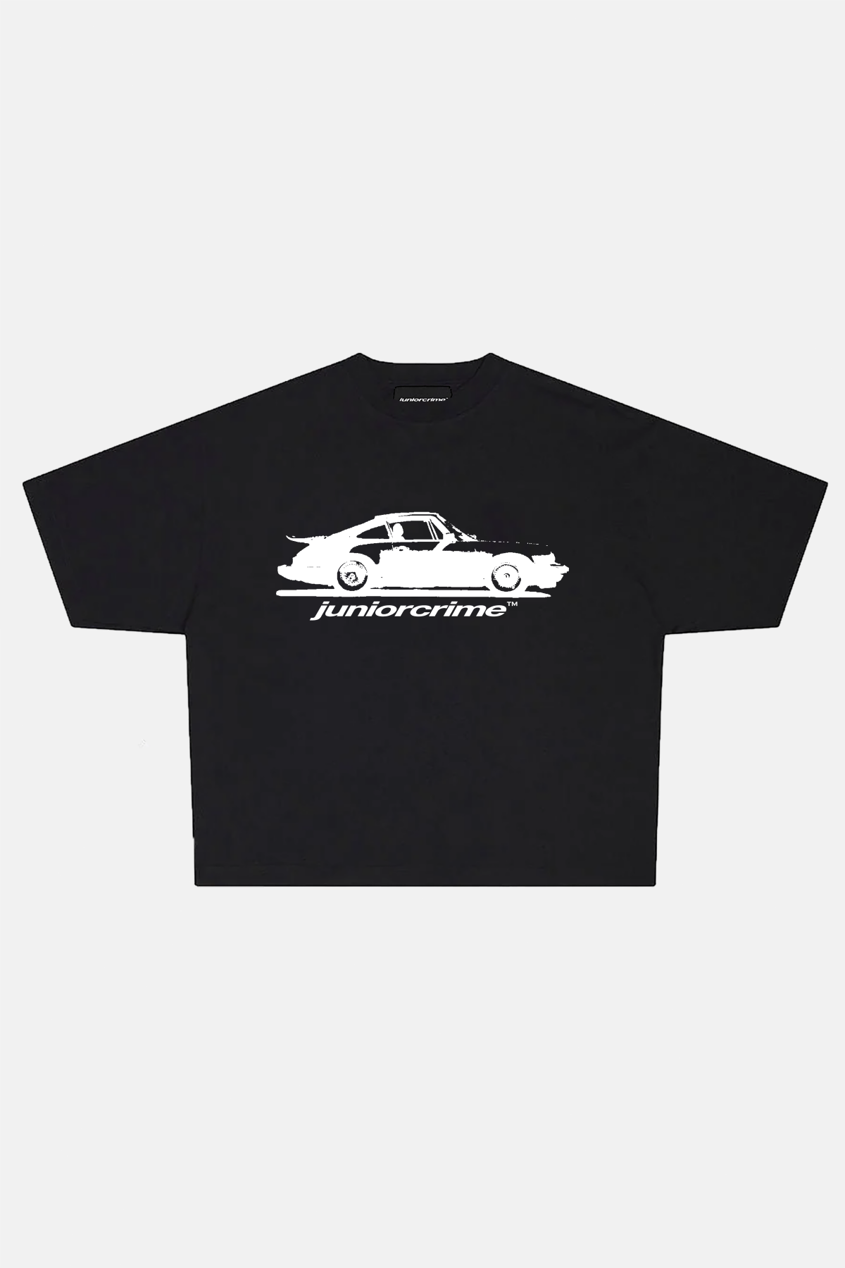 JR Car Baskılı Siyah Boxy Fit Tshirt