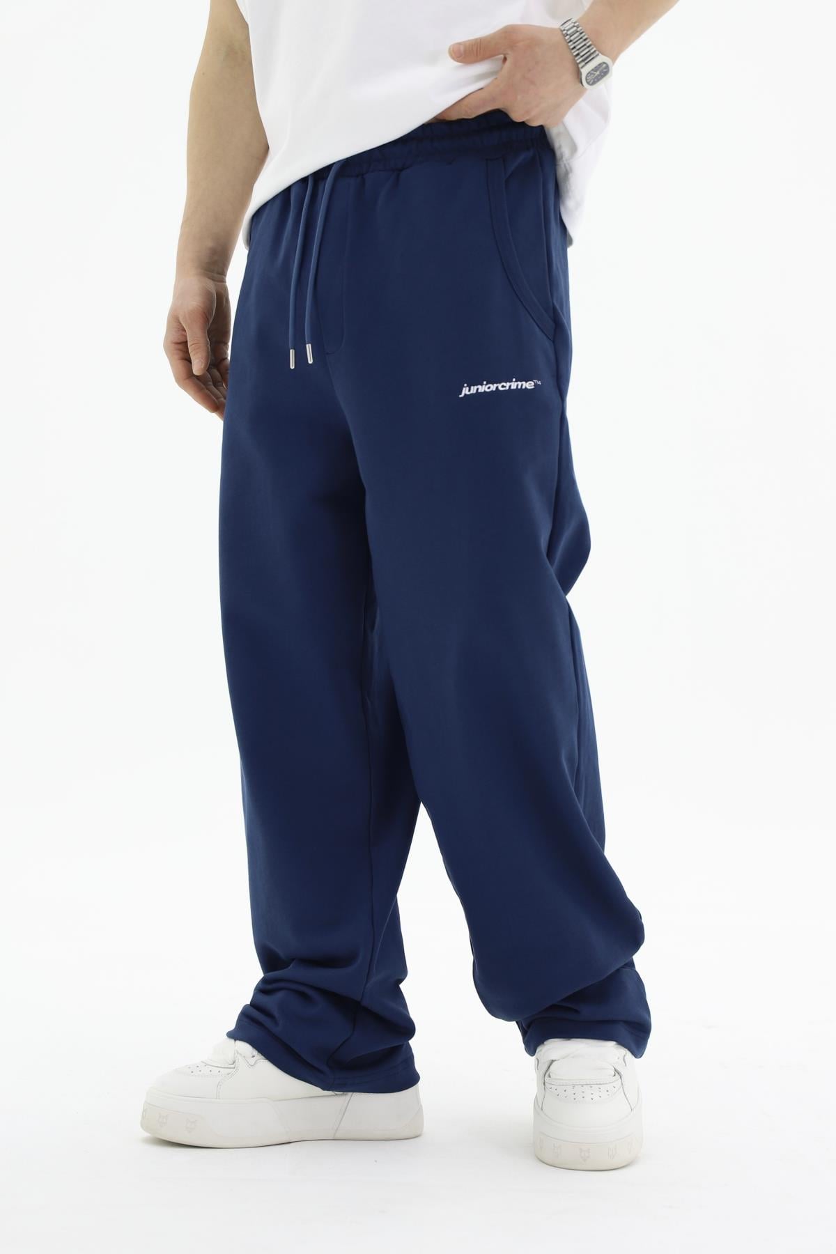 JR Diagonal Kumaş Lacivert Baggy Eşofman