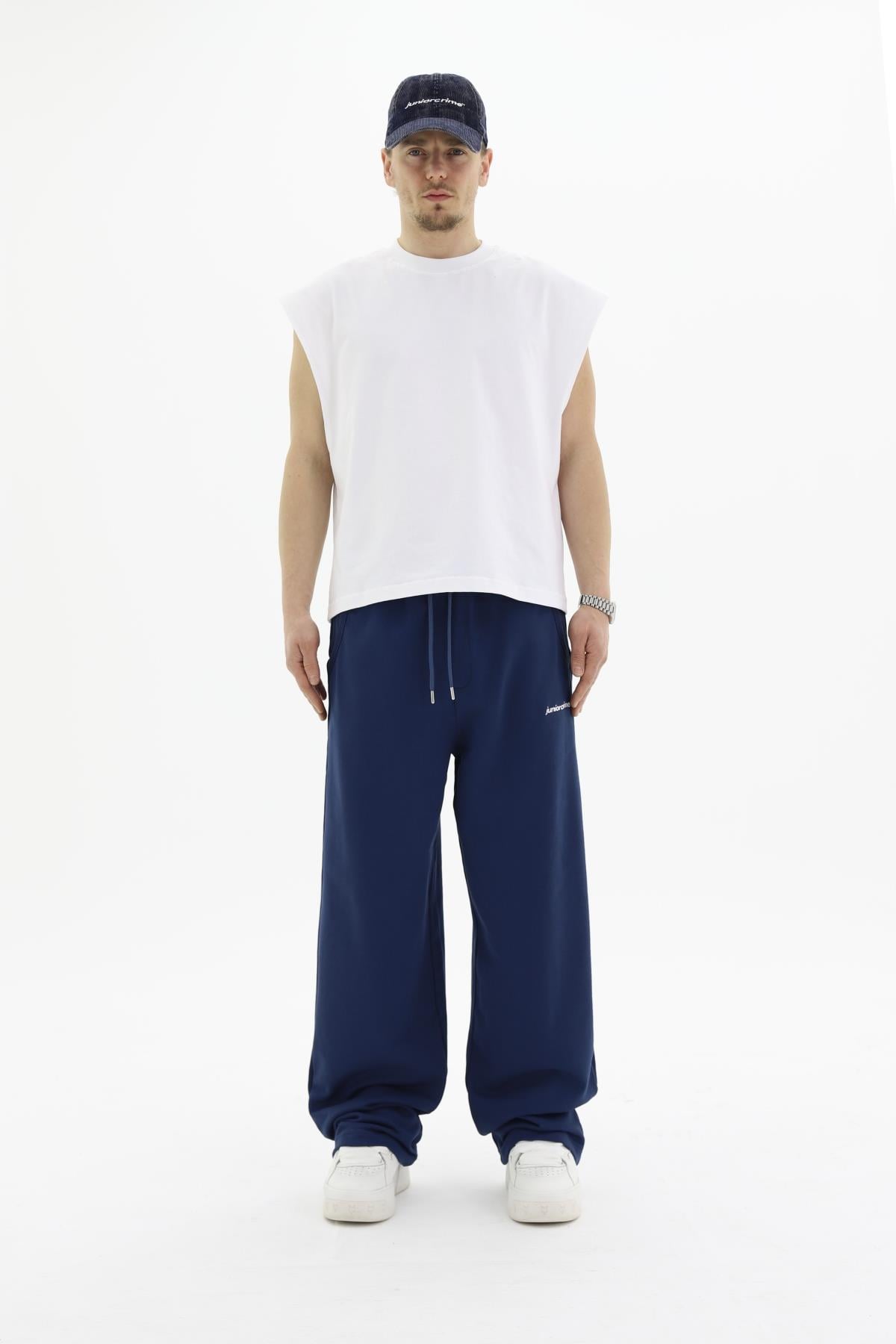 JR Diagonal Kumaş Lacivert Baggy Eşofman