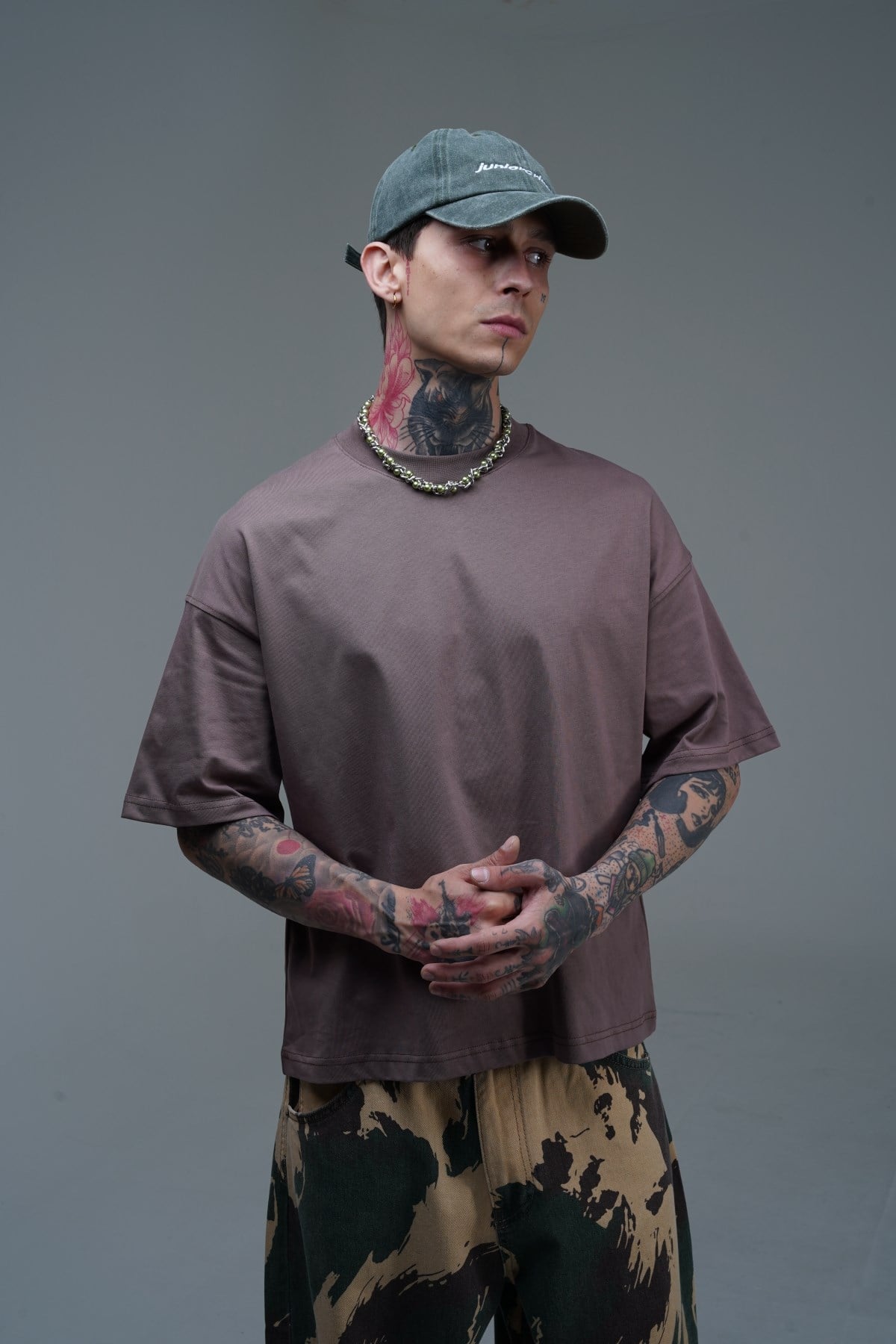 JR Kahve Boxy Fit Basic Oversize Tshirt