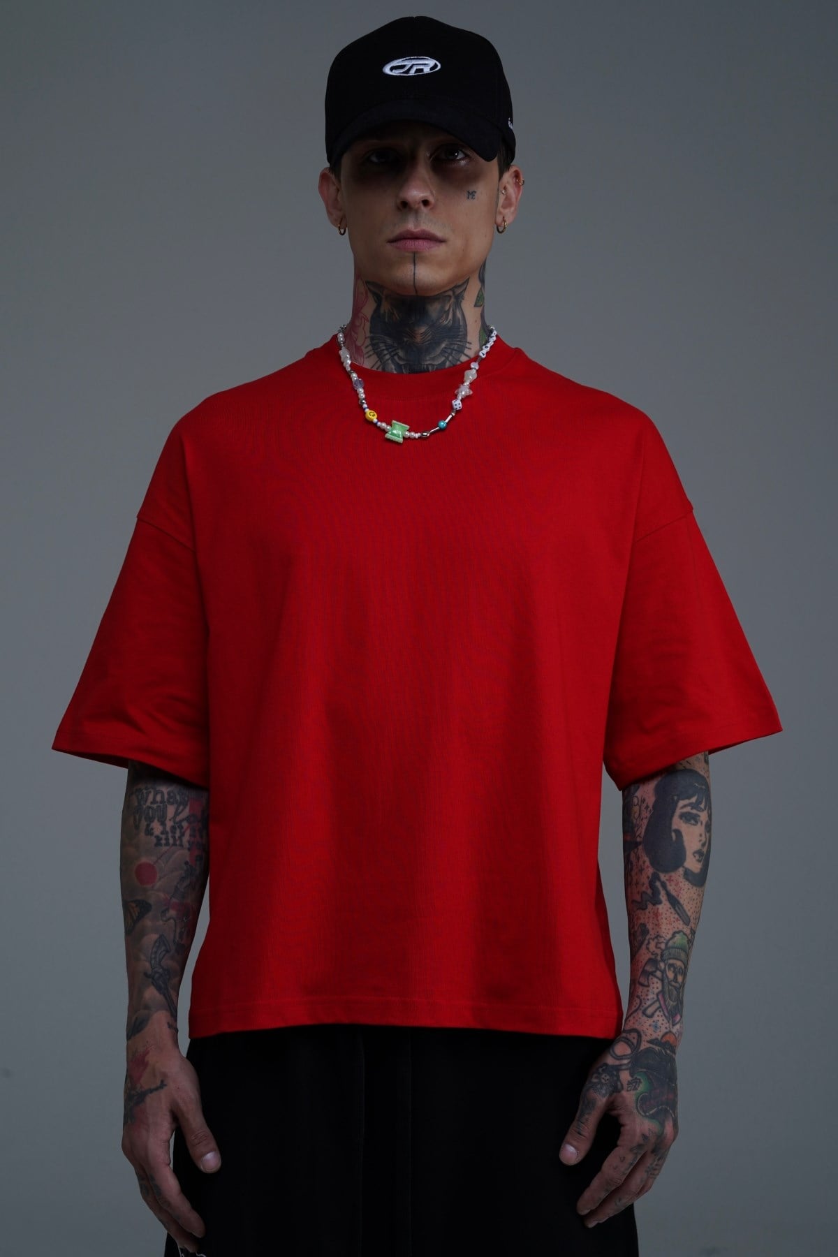 JR Kırmızı Boxy Fit Basic Oversize Tshirt