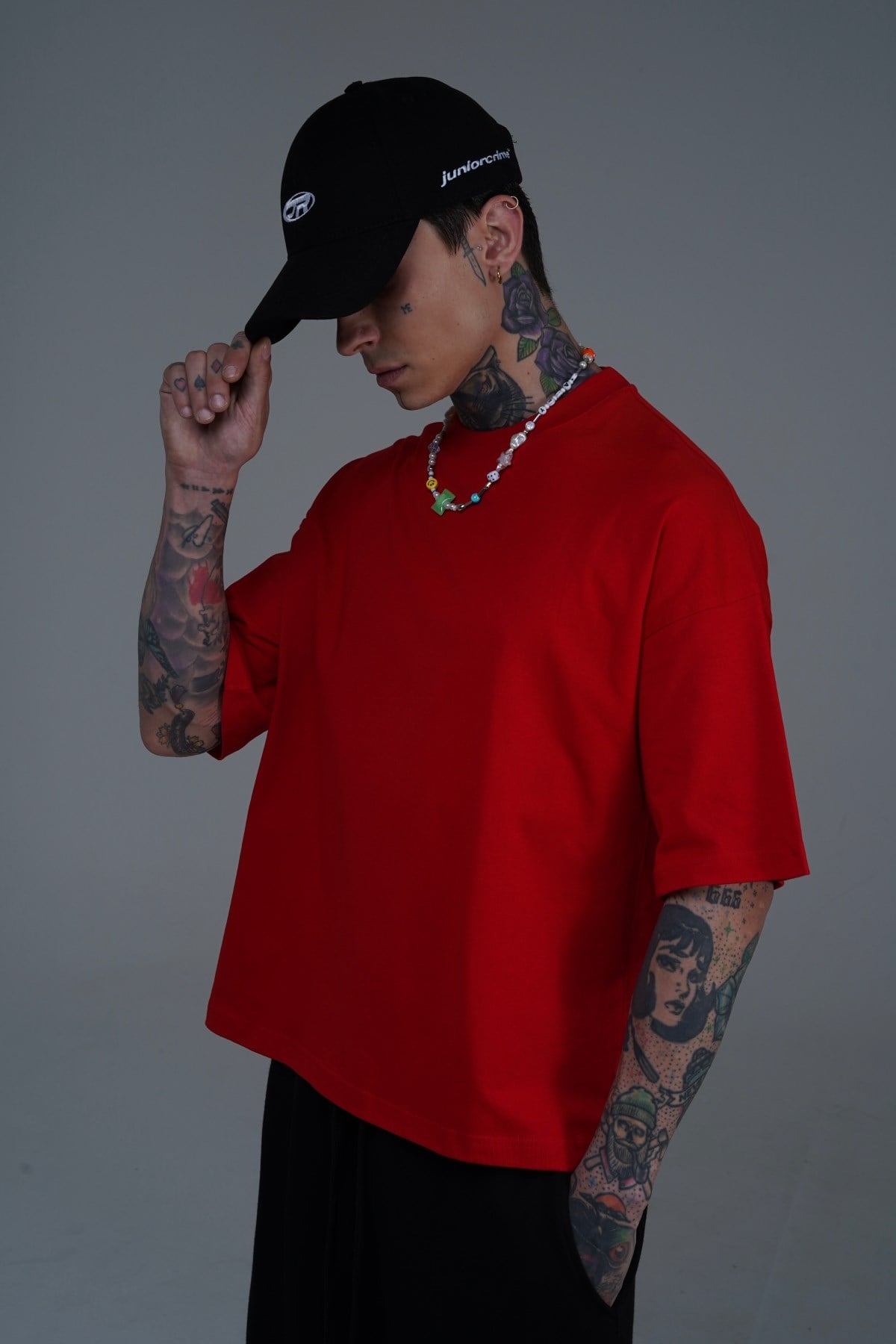 JR Kırmızı Boxy Fit Basic Oversize Tshirt