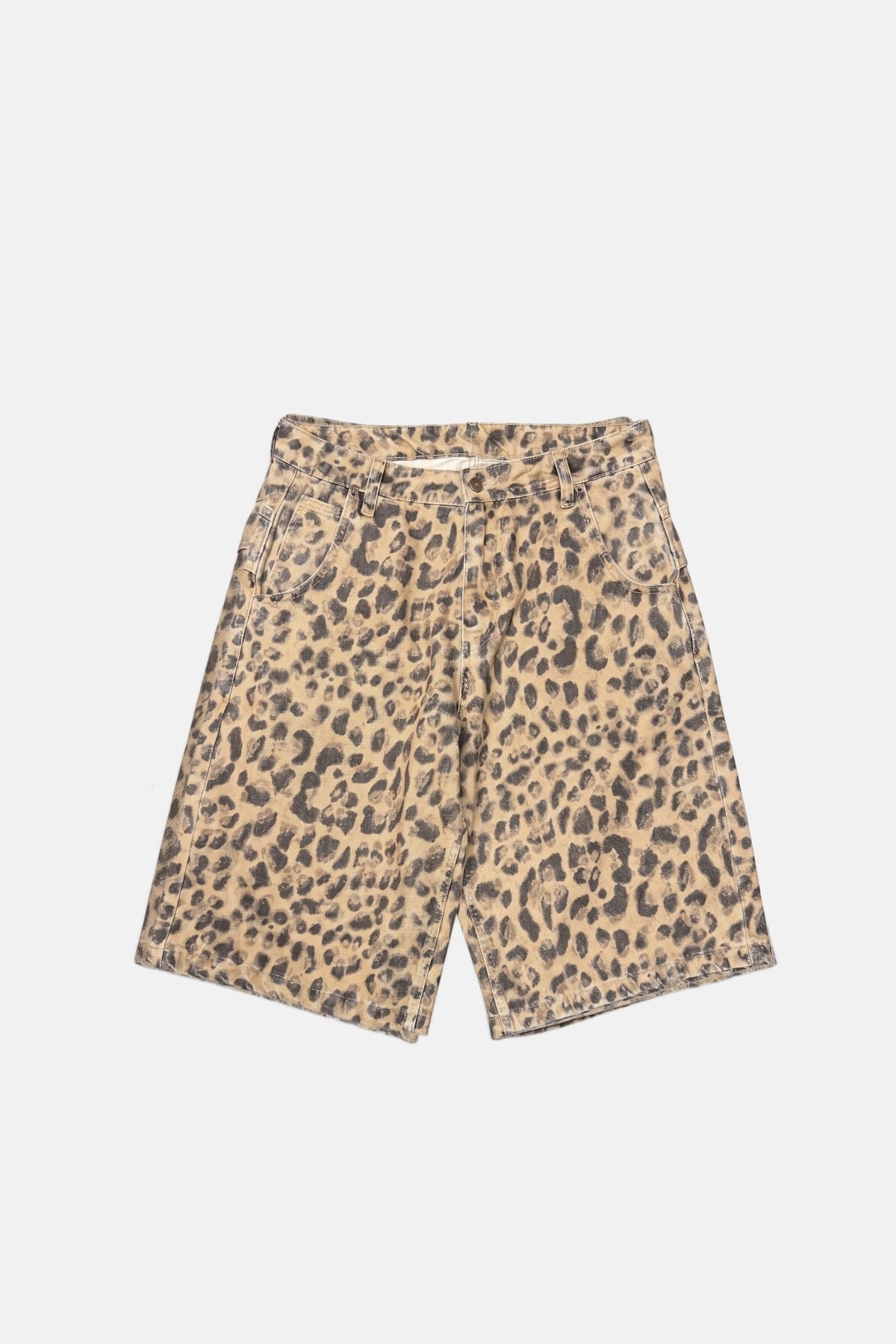 JR Leopar Desenli Baggy Jean Şort