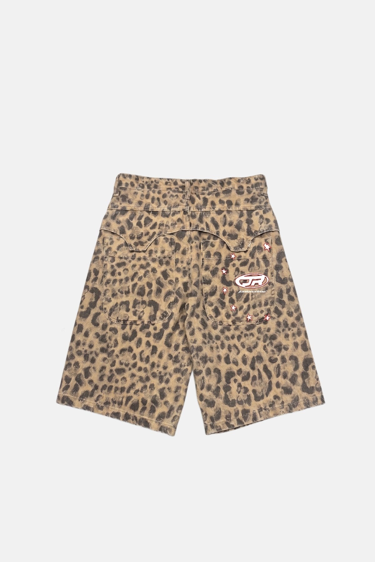 JR Leopar Desenli Baggy Jean Şort