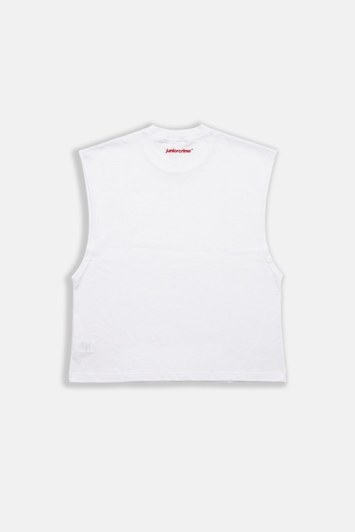 JR Lip Baskılı Boxy Fit Kolsuz Beyaz Tshirt