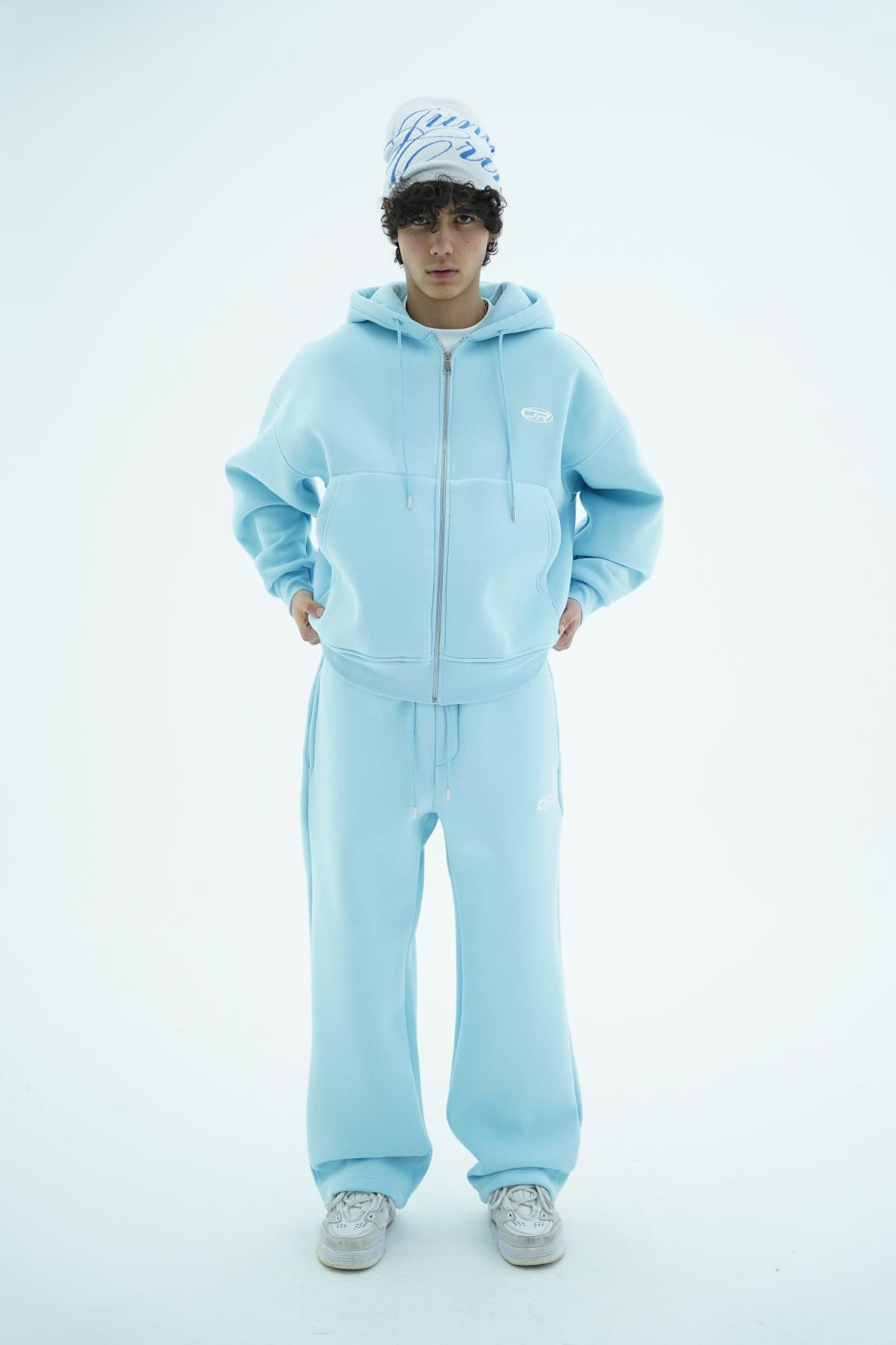 JR Logo Baby Blue Baggy Eşofman Altı