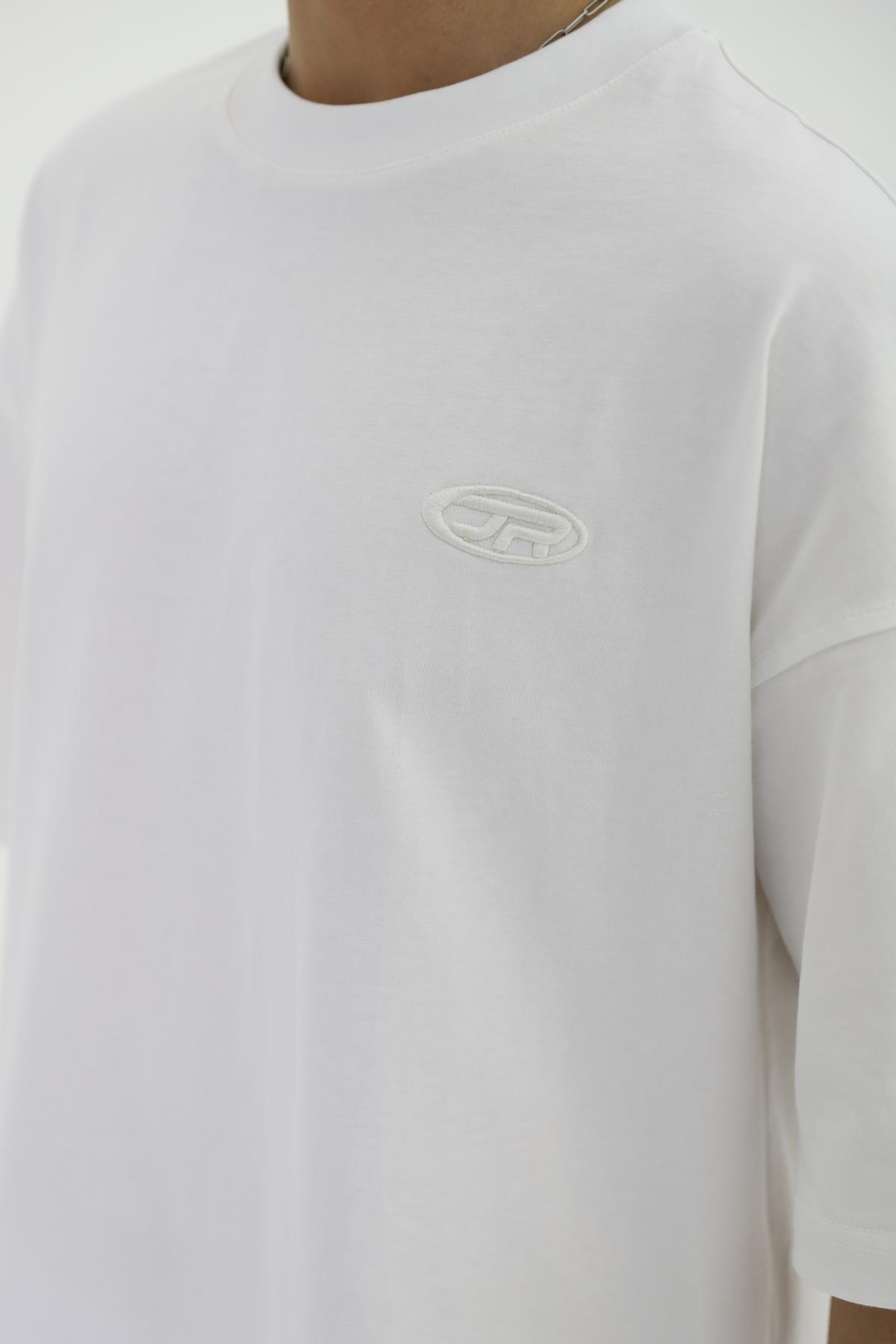 JR Logo Beyaz Boxy Fit Oversize Tshirt